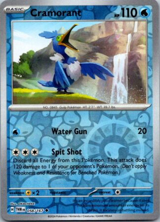 Cramorant 58/167 Twilight Masquerade (Reverse Holo) (NM-Exc Condition)