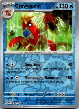 Crawdaunt 48/167 Twilight Masquerade (Reverse Holo) (NM-Exc Condition)