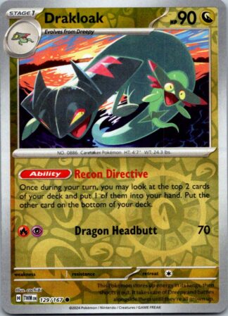 Drakloak 129/167 Twilight Masquerade (Reverse Holo) (NM-Exc Condition)