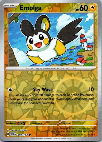 Emolga 69/167 Twilight Masquerade (Reverse Holo) (NM-Exc Condition)