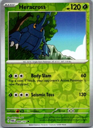 Heracross 8/167 Twilight Masquerade (Reverse Holo) (NM-Exc Condition)