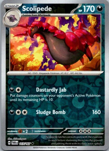Scolipede 117/167 Twilight Masquerade (Reverse Holo) (NM-Exc Condition)