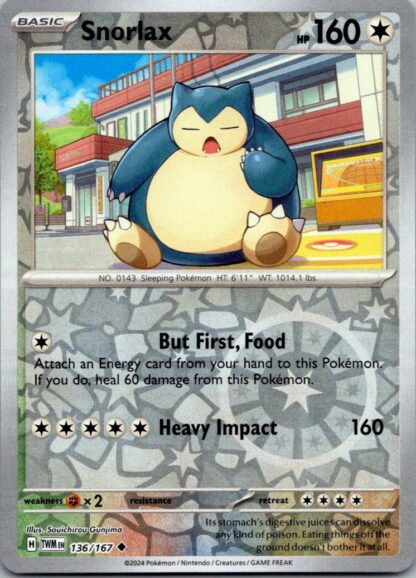 Snorlax 136/167 Twilight Masquerade (Reverse Holo) (NM-Exc Condition)