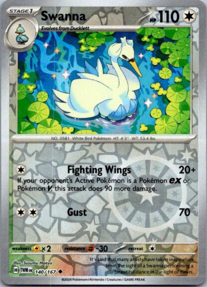 Swanna 140/167 Twilight Masquerade (Reverse Holo) (NM-Exc Condition)
