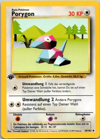 Porygon (Porygon) 39/102 GERMAN 1st Edition Base Set (Exc Condition)