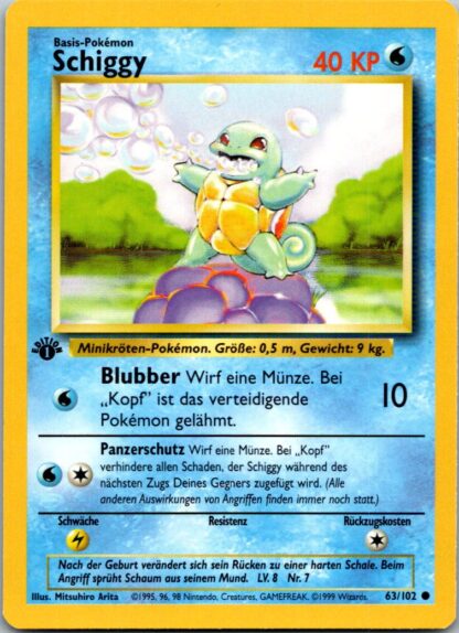 Schiggy (Squirtle) 63/102 GERMAN 1st Edition Base Set (Exc-LP Condition)
