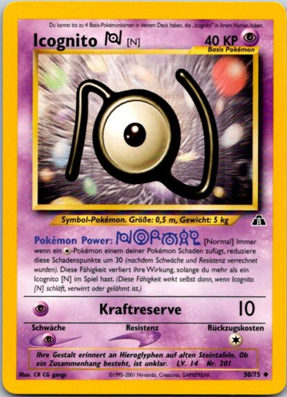 Icognito N (Unown N) 50/75 GERMAN Neo Discovery (Exc-LP Condition)