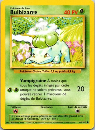 Bulbizarre (Bulbasaur) 44/102 FRENCH Base Set (Exc Conditon)