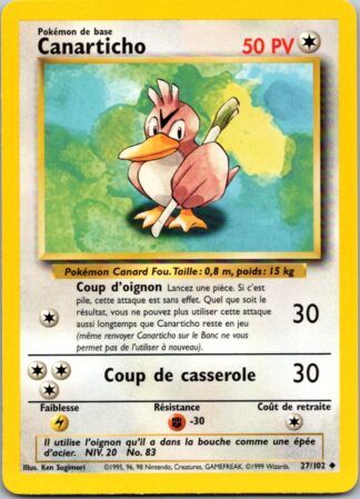 Canarticho (Farfetch'd) 27/102 FRENCH Base Set (LP Condition)