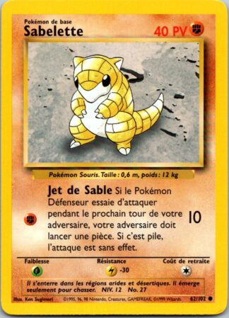 Sabelette (Sandshrew) 62/102 FRENCH Base Set (P Condition)