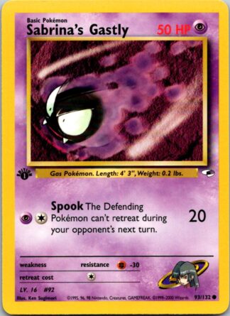 Sabrina's Gastly 93/132 Gym Heroes (Common) (1st Edition Exc Condition)