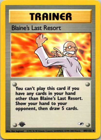 Blaine's Last Resort 105/132 Gym Heroes (Uncommon) (1st Edition LP Condition)
