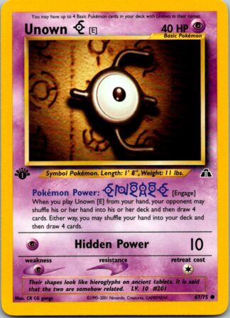 Unown E 67/75 Neo Discovery (Common) (1st Edition Excellent Condition)
