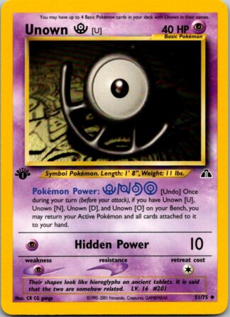 Unown U 51/75 Neo Discovery (Uncommon) (1st Edition LP Condition)