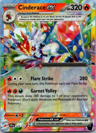 Cinderace ex 28/142 Stellar Crown (Ultra Rare) (NM-Exc Condition)