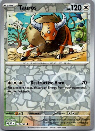 Tauros 112/142 Stellar Crown (Reverse Holo) (NM-Exc Condition)