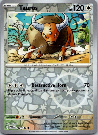 Tauros 112/142 Stellar Crown (Reverse Holo) (NM-Exc Condition)