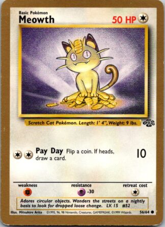 Meowth 56/64 Jungle (GOLD Border Promo) (Unlimited Played Condition)