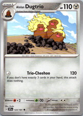 Alolan Dugtrio 123/191 Surging Sparks (Uncommon) (NM-Exc Cond)