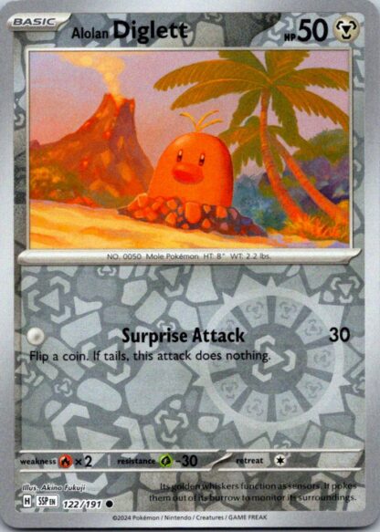 Alolan Diglett 122/191 Surging Sparks (Reverse Holo) (NM-Exc Cond)
