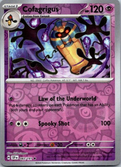 Cofagrigus 83/191 Surging Sparks (Reverse Holo) (NM-Exc Cond)