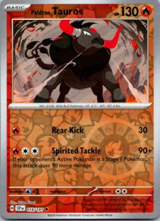 Paldean Tauros 18/191 Surging Sparks (Reverse Holo) (NM-Exc Cond)