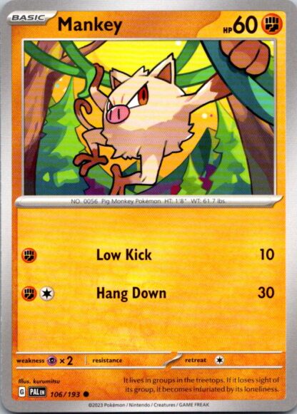 Mankey 106/193 Paldea Evolved (Common) (NM-Exc Condition)